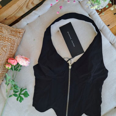 Schwarzes Zipper-Top