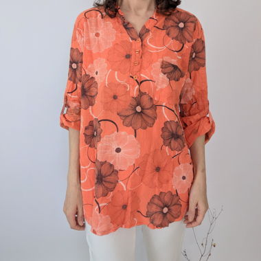 Blusa floreale in cotone taglia L