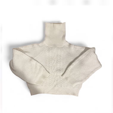 Pull à col roulé blanc