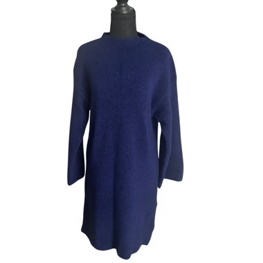 Massimo Dutti Blue Wool Midi Dress M