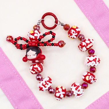 SKULLPANDA Red POP BEAN Schlüsselanhänger Handy-Charme