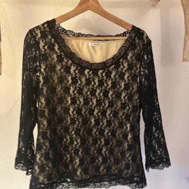 Anne Weyburn black lace blouse