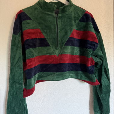 Vintage Zip-Up Sweater green red black