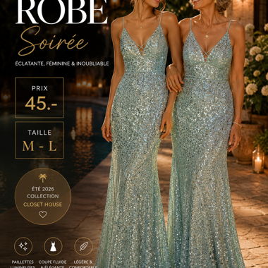 Green Sequin Evening Dress
