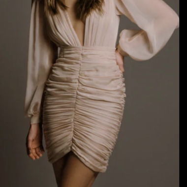 beige evening dress