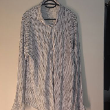 Desoto camicia da uomo bianca a fantasia STIRO FACILE