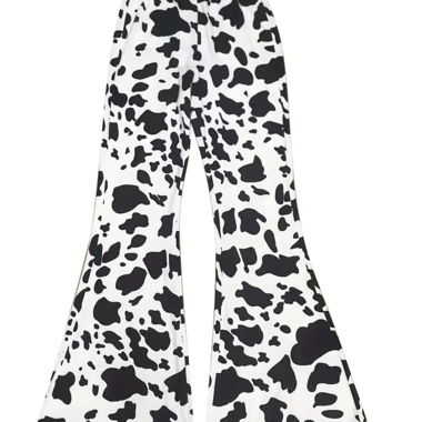 Pantalon évasé imprimé vache