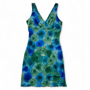 Floral Green Vintage Midi Dress (M)