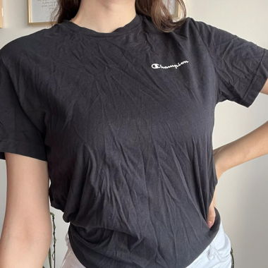 T-shirt noir champion femme M coupe droite logo