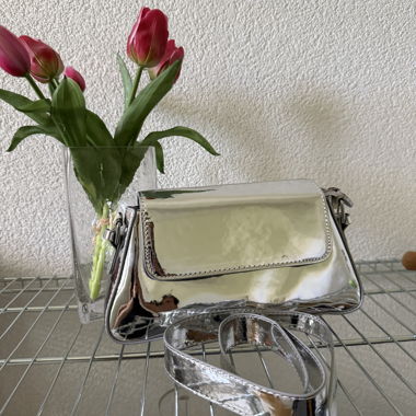 Sac à main métallisé argent