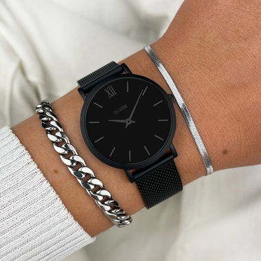 CLUSE Uhr - Minuit mit Lederarmband - Schwarz