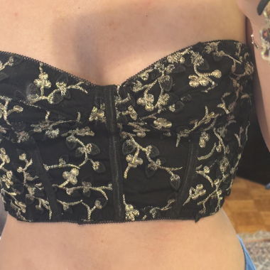 Black tube top with flowers 