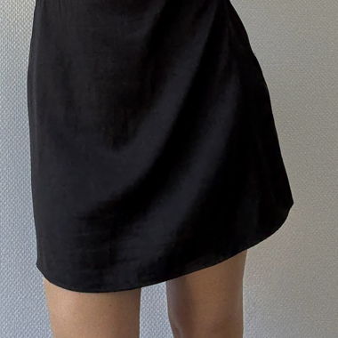 Black Satin Silk Slip  Mini Skirt