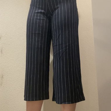 Pantalone 3/4 blu a righe pull&bear