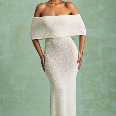 Bouclé Dress Off Shoulder - NEU
