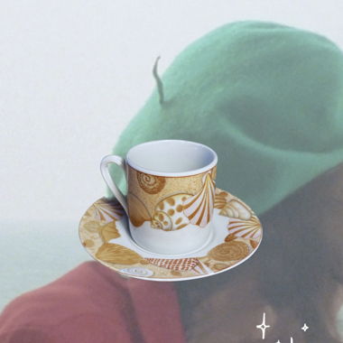 TASSE À EXPRESSO COQUILLAGES AVEC SOUCOUPE