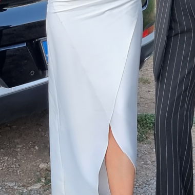 White Off-Shoulder Evening Dress
