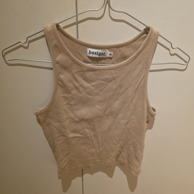 Beiges Ripp-Tanktop