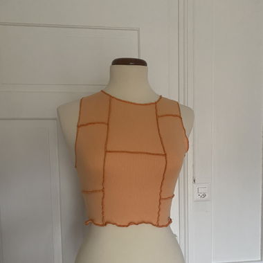 orange, patchwork Top