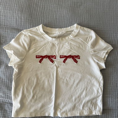 White Bow Graphic T-Shirt