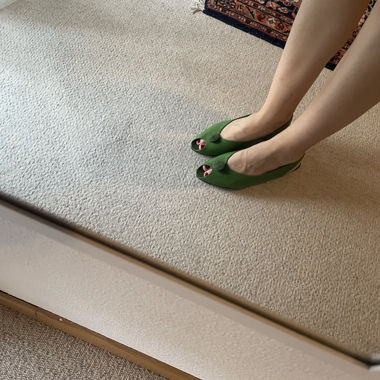 Chaussures Slingback en cuir vert vintage