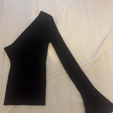 Black Ribbed One-Shoulder Top