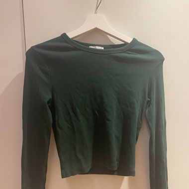 Top a maniche lunghe aderente verde scuro
