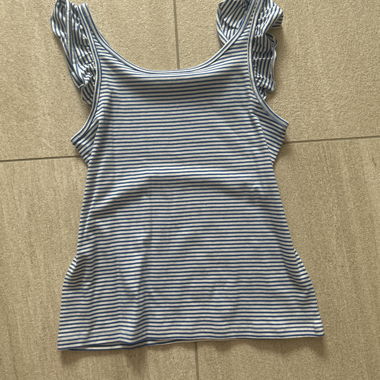 Blue and White Striped Top