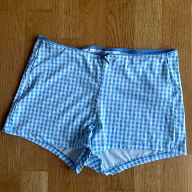 NEW blue white checkered micro shorts from bershka