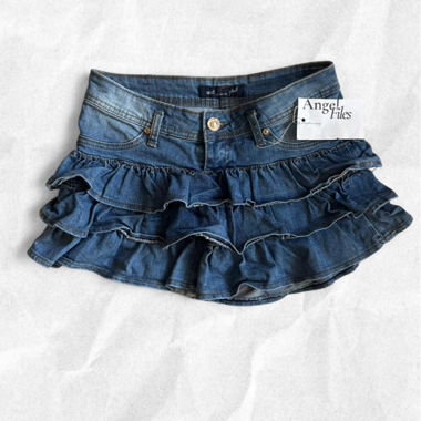 Jeans-Shorts für Mädchen mit Volant