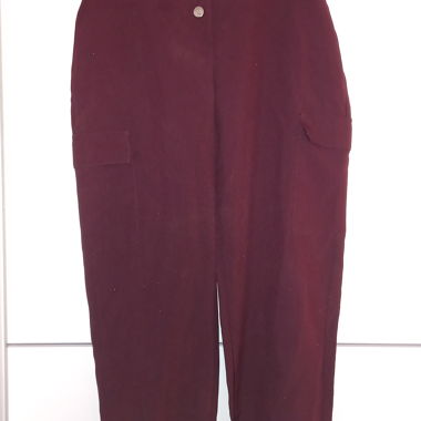 Burgundy Pants with Button Placket