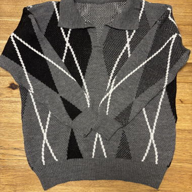 Gemustertes Strick-Poloshirt