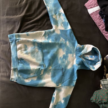 Blau-Weiss Tie-Dye Hoodie XS