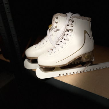 White Wooden Ice Skates New 37 with Blade Guard
