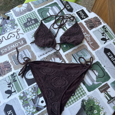 Braunes Häkel-Bikini-Set