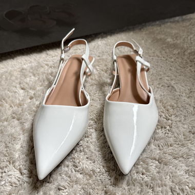 White patent heels