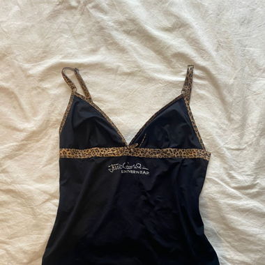 Schwarzes Top mit Leopardenmuster S/M