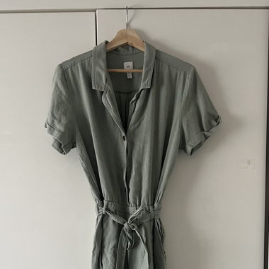 green jumpsuit