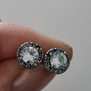 Silver Crystal Stud Earrings