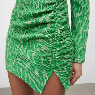 Zara green jacquard mini skirt 