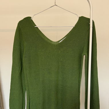Leichter Leinen-Strickpullover von Mango, Grün