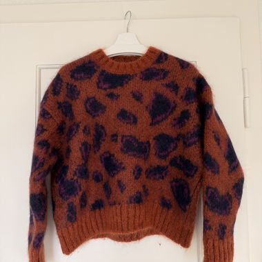 Leopard Mohair Wool Sweater – Rust & Purple
