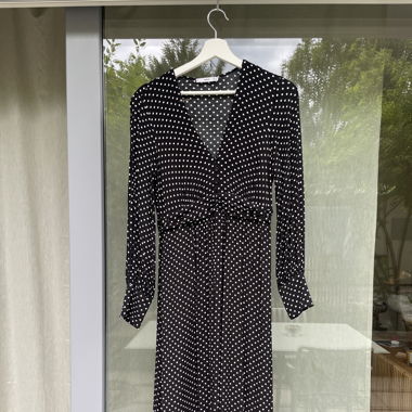 Long-Sleeved Polka Dot Dress by Mango in Size S