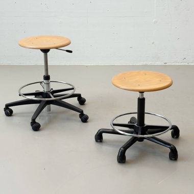 Industrie-Drehhocker auf Rollen, 1980er