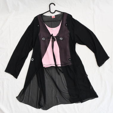 Camicia da notte in mesh vintage Y2K trasparente
