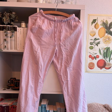 Leinen Hose Rosa Weiss gestreift