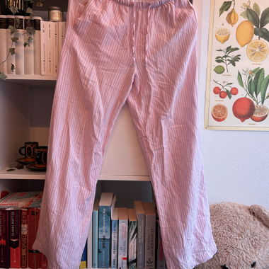 Leinen Hose Rosa Weiss gestreift