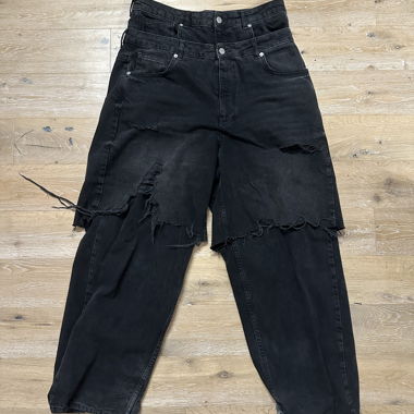 Black double waist baggy jeans 