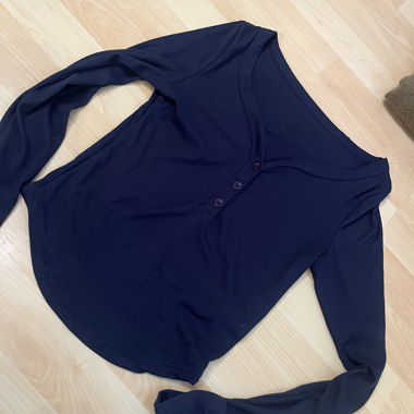 Dark blue blouse with button placket