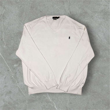 vintage polo ralph lauren v-neck sweatshirt white